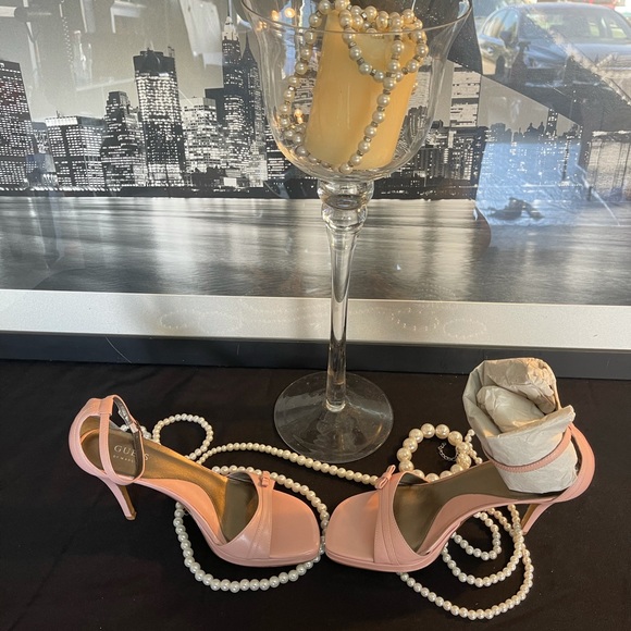 Guess Cassandra LT Pink Leather Ankle Strap Heels - Picture 11 of 11